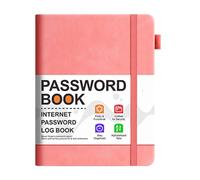 Password Log - Website Password Secure Book | Alphabetical Tab Notebook - 15.5x12cm 180G PU Leather With Pen Loop Pocket And Elastic Band For Co