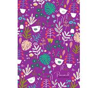 Password Notebook: A4 Login Journal Organizer Big with Alphabetical Tabs | Large Print | Abstract Floral Jungle Bird Design Purple
