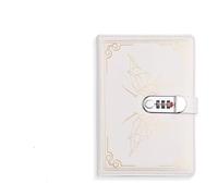 Password Notebook A5 Password Notebook Vintage Bullets Log with Lock Privacy Secret Notepad Cut Stationery Notes Book Supplies(White)