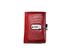 Password Notebook A6 A5 Binder Notebook Vintage Luxury Crocodile Textured Leather Diary Password Notes Book with Lock Office Agenda Man Gift(A6 Red)