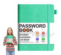 Password Notebook - Alphabetical Tabs Password Keeper Book | PU Pocket for Website Logins, Internet Accounts, Email, Bank Info | Compact Address Record Notebook for Home Work Travel