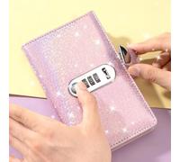 Password-Protected Savings Book for Kids Students - Pu Leather Budget Tracker Binder with Secure Lock Cash/Receipt/Document Organizer 10.9 X 17.8 Cm 1-piece Storage Folder(Pink)