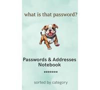 Passwords & Addresses Notebook sorted by category: also store email addresses, phone numbers, wireless and internet connection log info, about router and modem, log in info and many passwords