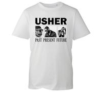 Past Present Future Usher T-Shirt, Famous American Singer Dancer Fan Shirt, Adult Kids Unisex (White, XL)