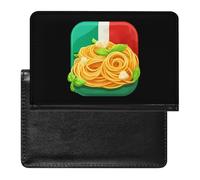 Pasta and Spaghetti Italy Flag Leather Passport Holder Compact ID Card Cover Case Slim Travel Wallet for Men Women