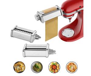 Pasta Attachment for KitchenAid Stand Mixer Included Pasta Sheet Roller, Spaghetti Cutter and Fettuccine Cutter Pasta Maker Stainless Steel Accessories 3Pcs by Gvode