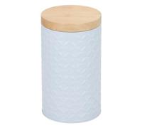 Pasta Canister Spaghetti Storage Container Kitchen Food Pasta Jar Tall Tub Metal Airtight Wooden Look Lid Decorative for Noodles Dry Food Kitchen Pantry Organisation Matte (Grey - 10.7cm x 18.5cm)