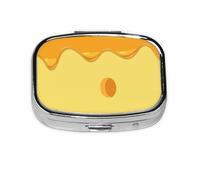 Pasta Cheese Food Pattern,Meta Pill Box 2 Compartment Medicine Case,Portable Organizer,Rectangle Meta Portable Organizer Pill Box 225 Compartment Medicine Case