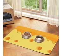 Pasta Cheese Food Pattern,Waterproof Pet Feeding Mat,Cat Dog Placemats for Food and Water, PU Leather Food Mats,40x60cm