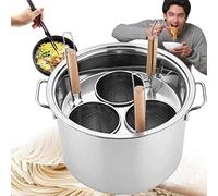 Pasta Cooker Commercial Pasta Pot, Multifunctional Pasta Cooker with Colander Strainer, Home Kitchen Restaurant Cooking Tool for Pasta Noodle, Vegetables, Potatoes, Boiled Eggs,3holes