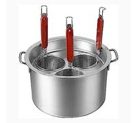 Pasta Cooker Cooking Pot Commercial Pasta Cooker Set, Pasta Cooking Cookware with Divider and Colander Strainer, Stainless Steel Stock Pot,3Holes