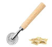 Pasta Cutter Wheel Ravioli Cutter Long Wooden Handle Pasta Pastry Cutters Wheel Dough Fluted Portable Dumpling Lace Making Biscuit Mold Suitable Kitchen Home (Silver 6.3 Inches)