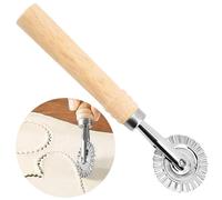 Pasta Cutter Wheel, Zinc Alloy Long Wooden Handle Ravioli Stamp Maker Press Rolling Rotary Cutter Pizza Pastry Tools Fluted Edge Molds Home Attachment Kitchen Gadget Features