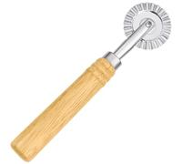 Pasta Cutter Wheel Zinc Alloy Long Wooden Handle Ravioli Stamp Maker Press Rolling Rotary Cutter Pizza Pastry Tools Fluted Edge Molds Home Attachment Kitchen Gadget Features