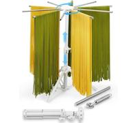 Pasta Drying Rack-Adjustable Height 304 Stainless Steels Arm Large Noodle Dryer for Homemade Fresh Pasta Spaghetti, Collapsible 360° Rotating
