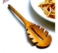 Pasta Fork Wooden Spaghetti Spoon | Spaghetti Server with Handle | Professional Spaghetti Spoon with Teeth Pasta Server Spoon for Spaghetti Strainer