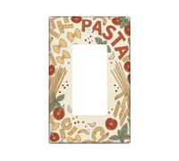 Pasta Kitchen Single Rocker Light Switch Cover, Culinary Fanciful Tomatoes Basil Cream Plastic Standard Size Switch Plate Decorative for Living Room Bedroom Home Office Decor