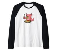 Pasta Loving Axolotl Cartoon Raglan Baseball Tee