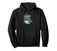 Pasta Loving Whale Cartoon Pullover Hoodie