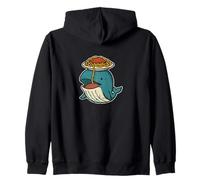 Pasta Loving Whale Cartoon Zip Hoodie