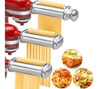 Pasta Maker Attachment for All Kitchenaid Stand Mixers, 3 PCS Kitchen Aid Pasta Attachments Included Pasta Dough Roller, Fettuccine Cutter, Spaghetti Cutter and Cleaning Brush