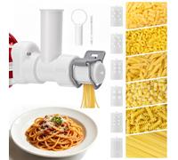 Pasta Maker Attachment for KitchenAid Stand Mixers, 6-in-1 Pasta Press with 6 Interchangeable Shapes, Stainless Steel Cutter & Cleaning Brush, for Pasta Attachment