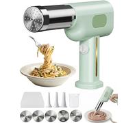 Pasta Maker Machine, Electric Handheld Pasta Maker, Sausage Stuffer, All-in-One Cordless Noodle Machine with Shaping Molds Cutter Attachments (Green)