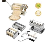 Pasta Maker Machine with 2 Interchangeable Attachments, Stainless Steel Spaghetti and Ravioli Maker for Home Kitchen, Durable Cutters