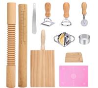 Pasta Maker Set 11PCS | Pasta Making Tools with Dumpling Maker, Ravioli & Meat Pie Cutters, Pastry Roller, Butter Paddles, Silicone Baking Mat 40x30cm | Beginner Gift for Homemade Pasta Lovers
