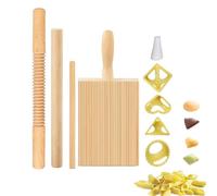 Pasta Making Kit - Dough Board Wooden Thread Rolling Pen | 8 x Pasta Making Tools | Dumpling Maker | Ravioli Stamp | Homemade Italian Kitchen Accessories | Fresh Pasta Board for Family Dinners Nig