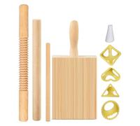 Pasta Making Kit - Threaded Rolling Pin, Dough Form Board | Multi-Shape Cutter Set, Deep Crimp Ravioli Press, Artisan Kitchen Utensil Collection Perfect Traditional Italian Noodle Meal Preparation