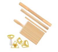 Pasta Making Kit - Wooden Dough Board, Pasta Press Tools, Dumpling Maker Accessories, Kitchen Baking Aid with Engraved Pattern Design | Threaded Rolling Pin Kit for Homemade Ravioli Dumpling Preparati