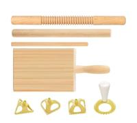 Pasta Making Kit - Wooden Dough Board, Threaded Rolling Pin, Ravioli Pad Set, Kitchen Tools | Homemade Italian Kitchen Accessories, Prep Equipment