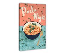 Pasta Night Retro Kitchen Canvas Poster Bedroom Decor Landscape Office Room Decor Gift 24x36inch(60x90cm)