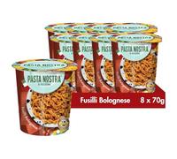Pasta Nostra Instant Pasta Pots, Authentic Italian Classic Bolognese Fusilli Pasta, Convenient & Quick Meal Solution, Pack of 8 x 70g Servings, Made in Italy, Ready to Eat in Just 5 Minutes