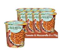 Pasta Nostra Instant Pasta Pots, Authentic Italian Tomato & Mozzarella Fusilli Pasta, Convenient & Quick Meal Solution, Pack of 8 x 70g Servings, Made in Italy, Ready to Eat in Just 5 Minutes