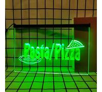 Pasta Pizza Neon Sign for Wall Decor, USB Powered Dimmable LED Neon Lights for Pizza Shop Fast Food Restaurants Party,Green,30x20cm