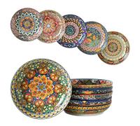Pasta Plates, Soup Plates Set of 6 - 28oz, Caremic Corlorful Serving Bowls | Deep Plates for Soup / Pasta / Salad, Dishwasher & Microwave Safe