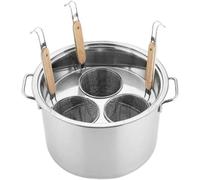 pasta pot-s 3 Holes Set,Stainless Steel and Three Insert Strainer Basket and Lid for Pasta Noodle Dumplings Vegetables Cooking Tool