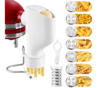 Pasta Press Attachment for KitchenAid Stand Mixer, 7 Shaping Pasta Plates | Pasta Extruder Accessory with 7 Interchangeable Pasta Discs for Multiple Shapes, Compatible with KitchenAid Stand Mixers