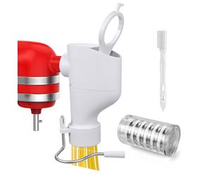 Pasta Press Attachment for KitchenAid Stand Mixers by MMOBIEL - 7-in-1 Pasta Maker with Interchangeable Plates for Fusilli, Rigatoni, Spaghetti, Bucatini, Fettuccine & Macaroni - Easy to Install