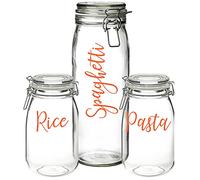 Pasta, Rice, Spaghetti - Vinyl Sticker Decal Transfer Labels for Jars, Containers, Kitchen Organisation, Pantry Storage (Small - 3cm Tall Capital Letter Height, Rose Pink)