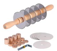 Pasta Rolling Cutter Adjustable with 5 mooth + 5 Toothed Stainless Steel Wheels, Pasta Roller - Fresh Pastry - Pasta Cutter Multiple Wheel