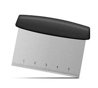 Pasta Scraper, Pastry Cutter with Handle and Measuring Scale, Counter Scraper with Food Grade Stainless Steel Blade, Great as Pasta Scraper, 7 Inch, Black