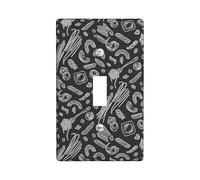 Pasta Single Light Switch Cover Plate, Culinary Modern Fork Noodle None Black Plastic Standard Size Switch Plate Decorative for Home Living Room Bedroom Bathroom Decor (Single)