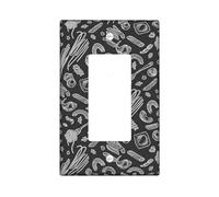 Pasta Single Rocker Light Switch Cover, Culinary Modern Fork Noodle None Black Plastic Standard Size Accents Wall Switch Plates for Bedroom Bathroom Kitchen Entrance Decor