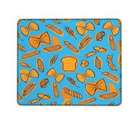 Pasta Small Mouse Pad, Playful Casual Bread Wheat N/a Blue Square Rubber Non Slip Aesthetic Desk Mousepads Desk Decor for Office Home Dorm Laptop Square 8x10 Inch