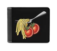 Pasta Spaghetti Tomato Noodles Italian Food Men's Bifold Wallet Slim Cash Card Holder Leather Purse