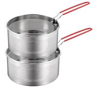 Pasta Strainer Set of 2, Stainless Steel Noodle Strainer with Removable Handle Metal Pasta Basket Deep Fryer Basket, Kitchen Colander for Washing Draining Deep-Frying Boiling Steaming