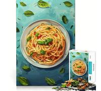 Pasta with Basil And Tomatoes Jigsaw Puzzles for Adults 1000 Pieces Strong Logic Toy Calming Play Clear Edge Artistic Gift (50x75cm)